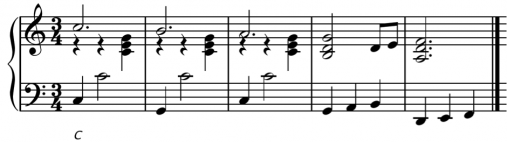 The chords from the bass and the treble blend together one after the other for this waltz treatment